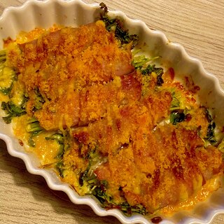 豆苗のベーコンロール☆パン粉チーズ焼き